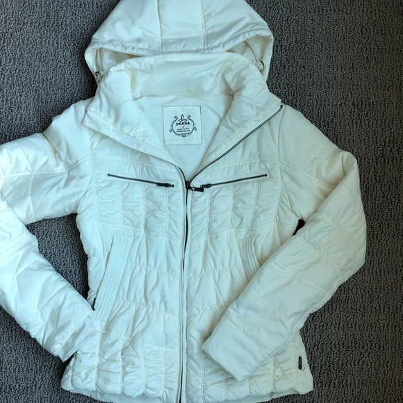Prana Size Small Hooded Puffer Coat - Cream - Picture 7 of 7